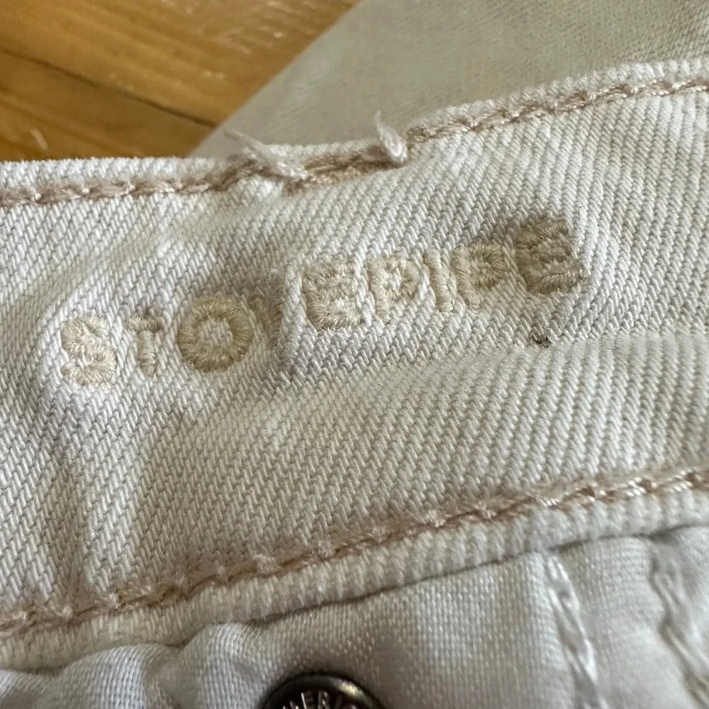 American‎ Eagle Stovepipe Cream Off White Straight Leg Jeans Womens 18 Long